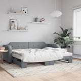 Divano Letto con Letto Estraibile Grigio Chiaro 100x190 Tessuto
