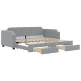 Divano Letto Estraibile Cassetti Grigio Chiaro 100x190 Tessuto