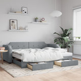 Divano Letto Estraibile Cassetti Grigio Chiaro 100x190 Tessuto