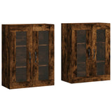 Armadietti a Parete 2 pz Rovere Fumo in Legno truciolato
