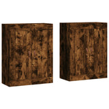 Armadietti a Parete 2 pz Rovere Fumo in Legno truciolato