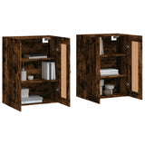 Armadietti a Parete 2 pz Rovere Fumo in Legno truciolato