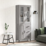 Credenza Grigio Sonoma 69,5x34x180 cm in Legno truciolato