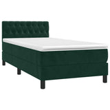 Giroletto a Molle con Materasso Verde Scuro 90x200 cm Velluto