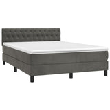 Giroletto a Molle con Materasso Grigio Scuro 140x190 cm Velluto