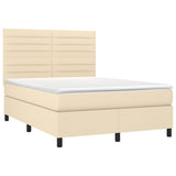 Giroletto a Molle con Materasso Crema 140x200 cm in Tessuto