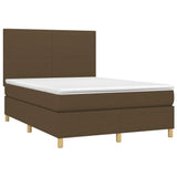 Giroletto a Molle con Materasso Marrone Scuro 140x190cm Tessuto