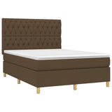 Giroletto a Molle con Materasso Marrone Scuro 140x190cm Tessuto