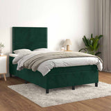 Giroletto a Molle con Materasso Verde Scuro 120x200 cm Velluto