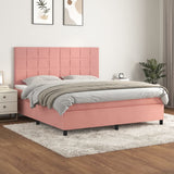 Giroletto a Molle con Materasso Rosa 180x200 cm in Velluto