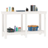Banco da Lavoro Bianco 140x50x80 cm in Legno Massello di Pino