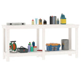 Banco da Lavoro Bianco 180x50x80 cm in Legno Massello di Pino