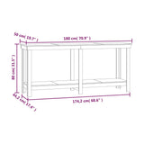 Banco da Lavoro Bianco 180x50x80 cm in Legno Massello di Pino