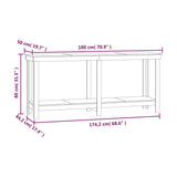 Banco da Lavoro Nero 180x50x80 cm in Legno Massello di Pino