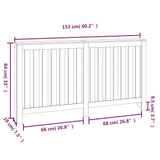 Copertura Termosifone Bianca 153x19x84 cm Legno Massello Pino