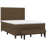Giroletto a Molle con Materasso Marrone Scuro 140x190cm Tessuto