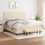 Giroletto a Molle con Materasso Crema 180x200 cm in Tessuto