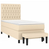Giroletto a Molle con Materasso Crema 90x190 cm in Tessuto