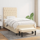 Giroletto a Molle con Materasso Crema 90x190 cm in Tessuto