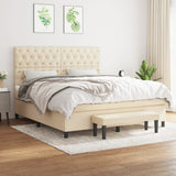 Giroletto a Molle con Materasso Crema 160x200 cm in Tessuto