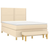 Giroletto a Molle con Materasso Crema 140x200 cm in Tessuto