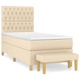 Giroletto a Molle con Materasso Crema 90x190 cm in Tessuto
