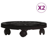 Carrelli per Piante con Ruote 2 pz Diametro 30 cm Neri 170 kg