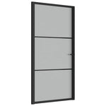 Porta Interna 102,5x201,5 cm Nero Opaco in Vetro e Alluminio