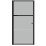 Porta Interna 102,5x201,5 cm Nero Opaco in Vetro e Alluminio