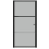 Porta Interna 102,5x201,5 cm Nero Opaco in Vetro e Alluminio