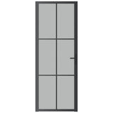 Porta Interna 76x201,5 cm Nero Opaco Vetro e Alluminio