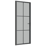 Porta Interna 83x201,5 cm Nero Opaco Vetro e Alluminio