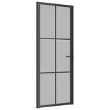 Porta Interna 83x201,5 cm Nero Opaco Vetro e Alluminio