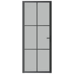 Porta Interna 83x201,5 cm Nero Opaco Vetro e Alluminio