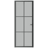 Porta Interna 83x201,5 cm Nero Opaco Vetro e Alluminio