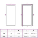 Porta Interna 83x201,5 cm Nero Opaco Vetro e Alluminio