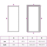 Porta Interna 83x201,5 cm Nero Opaco Vetro e Alluminio
