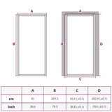 Porta Interna 93x201,5 cm Nera in Vetro ESG e Alluminio