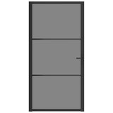 Porta Interna 102,5x201,5 cm Nera in Vetro ESG e Alluminio