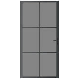 Porta Interna 102,5x201,5 cm Nera in Vetro ESG e Alluminio