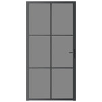 Porta Interna 102,5x201,5 cm Nera in Vetro ESG e Alluminio