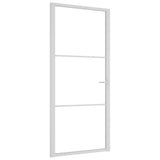 Porta Interna 93x201,5 cm Bianca in Vetro ESG e Alluminio