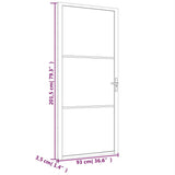 Porta Interna 93x201,5 cm Bianca in Vetro ESG e Alluminio