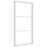 Porta Interna 102,5x201,5 cm Bianca in Vetro ESG e Alluminio