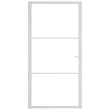 Porta Interna 102,5x201,5 cm Bianca in Vetro ESG e Alluminio