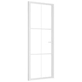 Porta Interna 76x201,5 cm Bianca in Vetro ESG e Alluminio