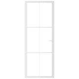 Porta Interna 76x201,5 cm Bianca in Vetro ESG e Alluminio