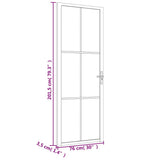 Porta Interna 76x201,5 cm Bianca in Vetro ESG e Alluminio