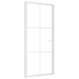 Porta Interna 93x201,5 cm Bianca in Vetro ESG e Alluminio