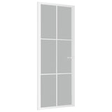 Porta Interna 83x201,5 cm Bianco Opaco Vetro e Alluminio